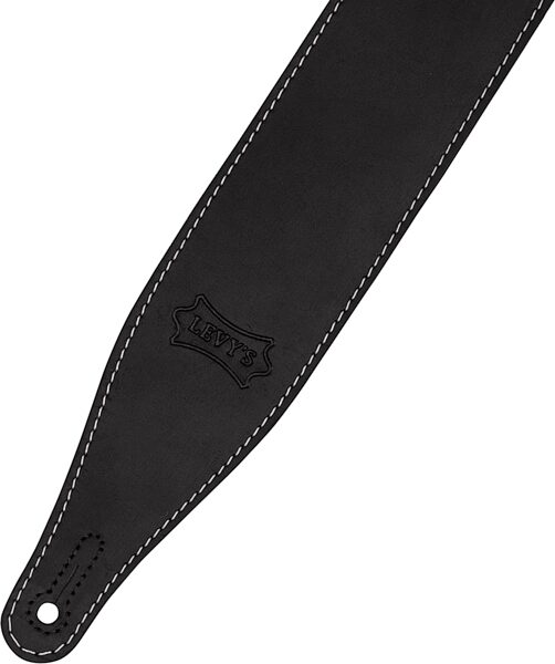 Levy's Butter Leather Guitar Strap, Black, Action Position Back