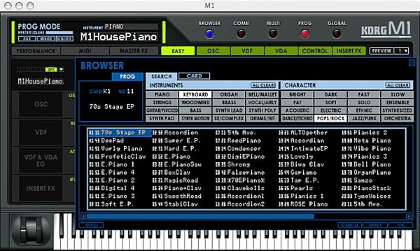 Korg KLCDE Legacy Collection Digital Edition Software (Macintosh and Windows), M1 Browser