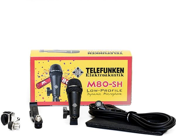 Telefunken M80-SH Low-Profile Dynamic Supercardioid Microphone, New, Main with all components Front