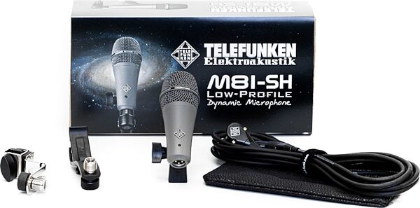 Telefunken M81-SH Low-Profile Dynamic Supercardioid Microphone, New, Main with all components Front