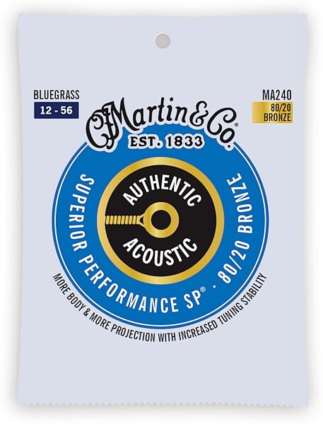 Martin Authentic SP 80/20 Bronze Acoustic Guitar Strings, Bluegrass, MA240, Action Position Back