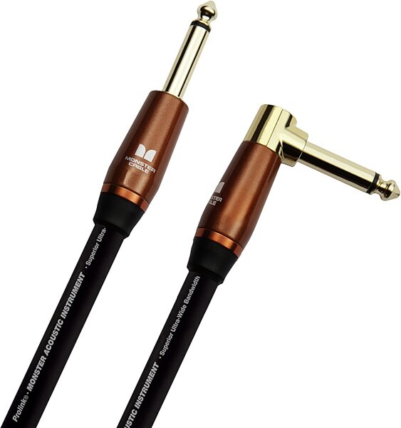 Monster Cable Prolink Acoustic Instrument Cable, Right-Angle to Straight, 21 foot, Detail Front