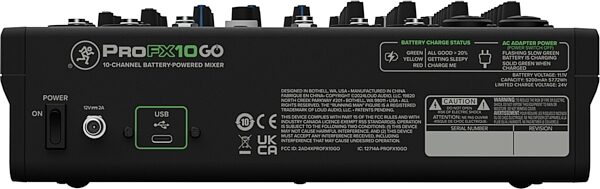 Mackie ProFX10 GO Battery-Powered Mixer, 10-Channel, New, Action Position Back