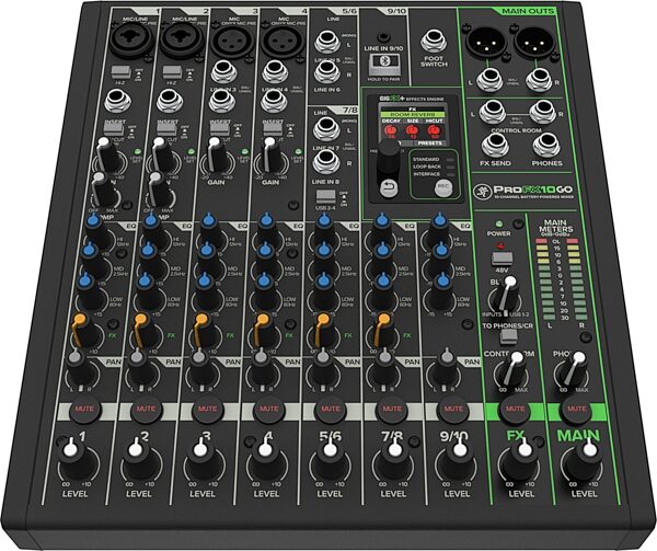 Mackie ProFX10 GO Battery-Powered Mixer, 10-Channel, New, Action Position Back