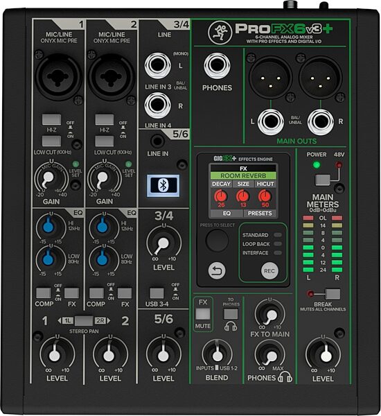 Mackie ProFX6v3 Plus Analog USB Mixer, 6-Channel, New, Action Position Back