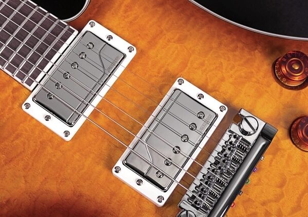BC Rich Mockingbird Flux Electric Guitar, Fluence Dark Amber Closeup