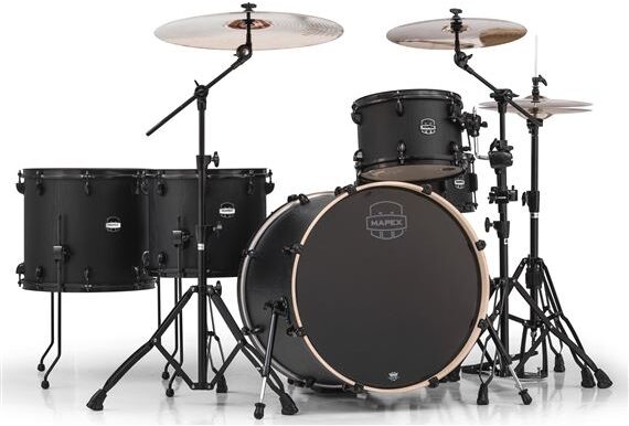 Mapex MA528SF Mars Crossover Drum Shell Kit, 5-Piece, Nightwood - Black Rims, Zebrawood