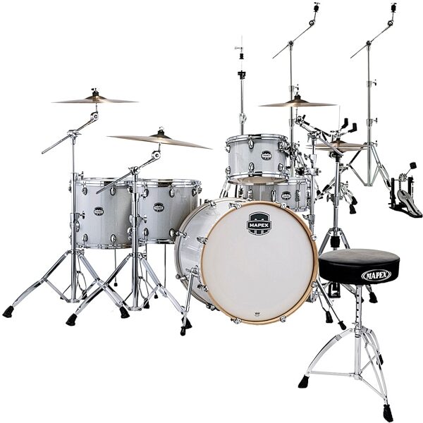 Mapex MA528SF Mars Birch Crossover Drum Shell Kit, 5-Piece, Diamond Sparkle, with HP6005 and T270, pack