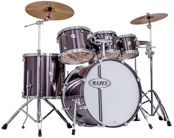 Mapex VR6295TC Voyager SRO Fully Loaded Drum Kit, 6-Black, Gray Steel