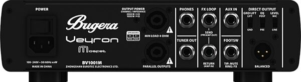 Bugera BV1001M VEYRON MOSFET Ultra Compact Bass Amplifier Head, Rear