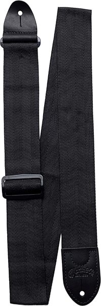 Martin Nylon Pickholder Guitar Strap with Leather Ends, Black, Action Position Front