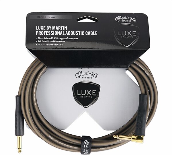 Martin 18A0138 Luxe Acoustic Guitar Cable, 18 foot, Action Position Front