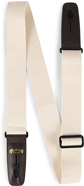 Martin Cotton Weave Lock-it Guitar Strap, Cream, Action Position Front