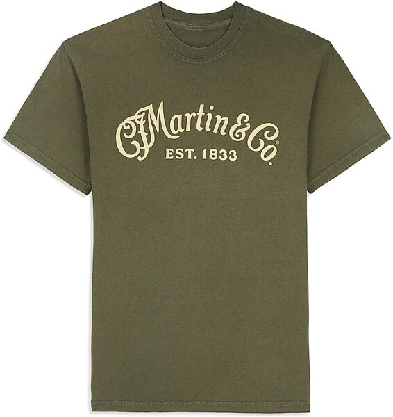 Martin Logo T-Shirt, Olive, Small, Action Position Front