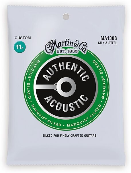 Martin Authentic Marquis Silked Silk and Steel Acoustic Guitar Strings, MA130S, Action Position Back