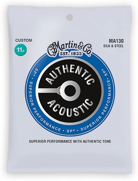 Martin Authentic SP Silk and Steel Acoustic Guitar Strings, MA130, Action Position Back