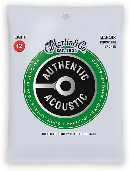 Martin Authentic Marquis Silked Phosphor Bronze Acoustic Guitar Strings, Light, MA540S, Action Position Back