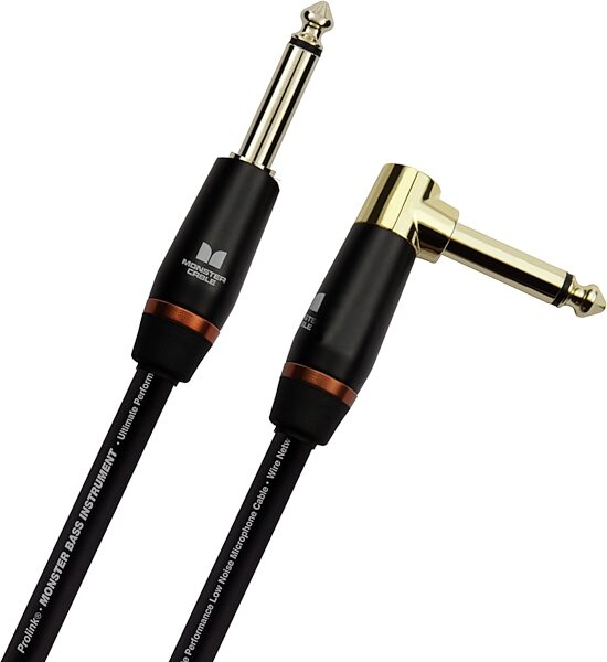 Monster Prolink Bass Instrument Cable, Right-Angle to Straight, Detail Front