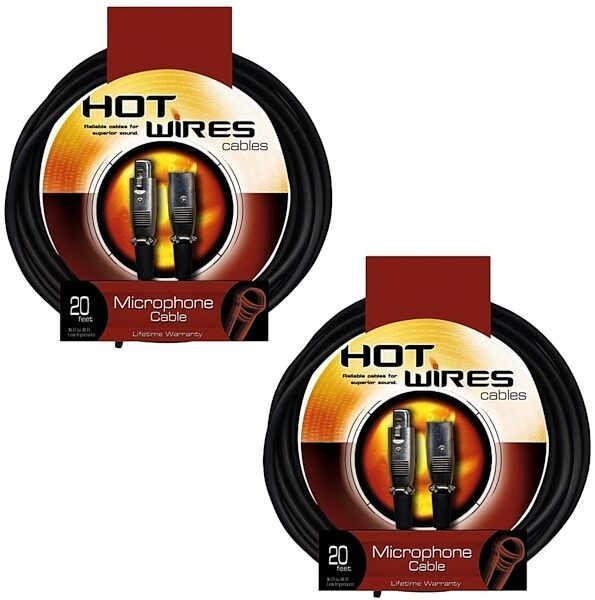 Hot Wires Economy Microphone Cable, 20 foot, 2-Pack, Main