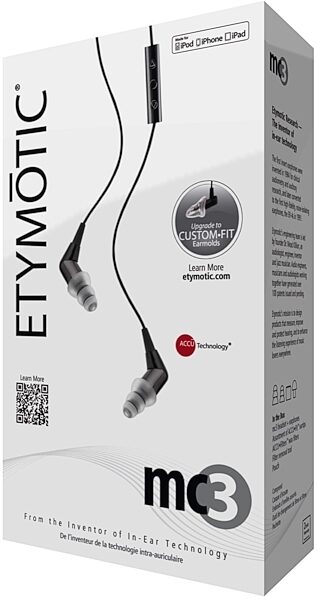 Etymotic Research mc3 Noise-Isolating In-Ear Earphones with 3 Button Microphone Control, ER7
