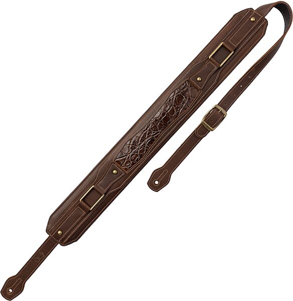 Levy's MCH11APX Apex Series Leather Guitar Strap, Brown, Action Position Back