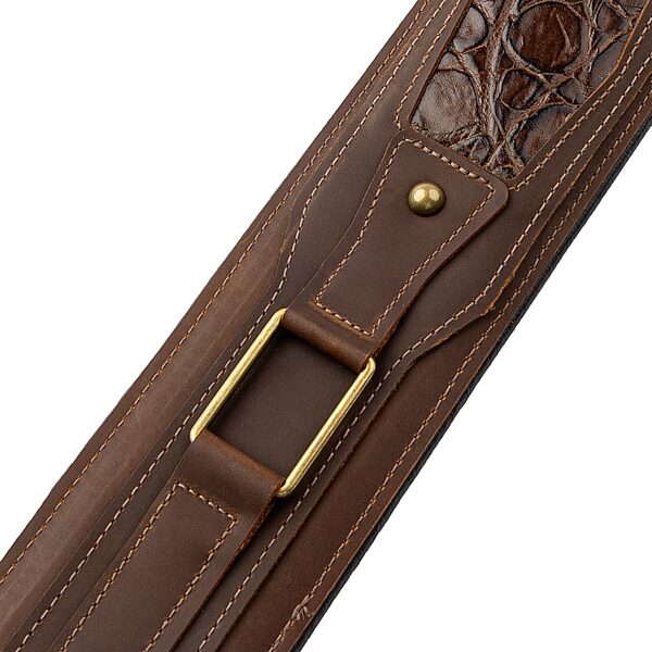 Levy's MCH11APX Apex Series Leather Guitar Strap, Brown, Action Position Back