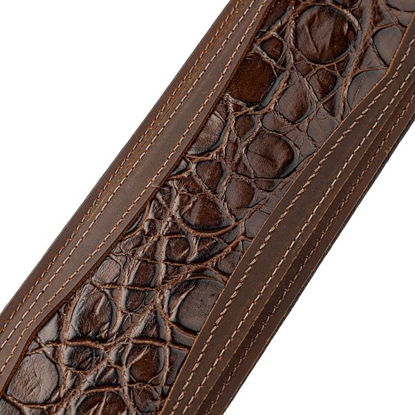 Levy's MCH11APX Apex Series Leather Guitar Strap, Brown, Action Position Back