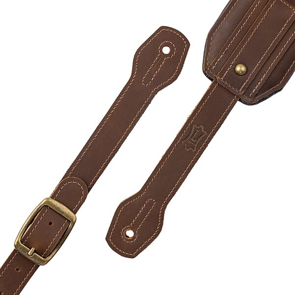 Levy's MCH11APX Apex Series Leather Guitar Strap, Brown, Action Position Back