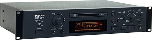 TASCAM MD350 MiniDisc Recorder/Player, Left Angle