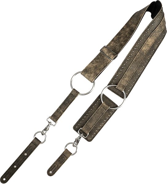 Levy's Baldric Leather Guitar Strap, Distressed Black, MDST15BC-BLK, Action Position Back