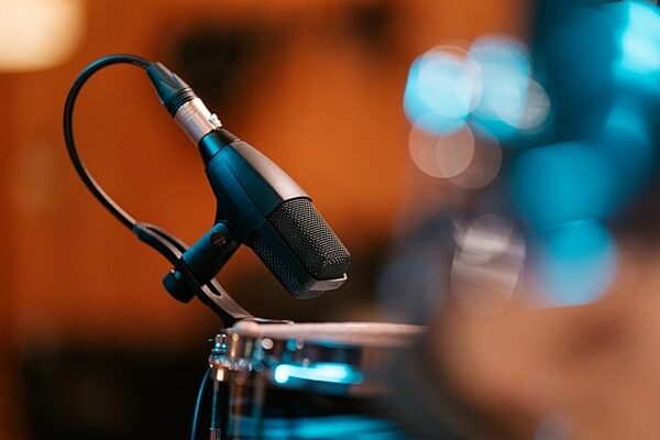 Sennheiser MD 421 Kompakt Dynamic Cardioid Microphone, With MZH Drum Clamp, In Use