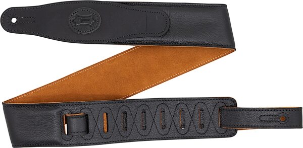 Levy's Padded Garment Leather Guitar Strap, Black Honey, 2.5 inch, MGS80CS-BLK-HNY, Action Position Back