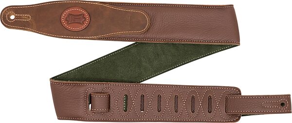 Levy's Padded Garment Leather Guitar Strap, Brown Green, 2.5 inch, MGS80CS-BRN-GRN, Action Position Back