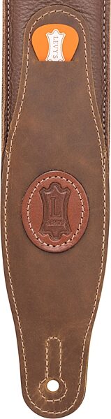 Levy's Padded Garment Leather Guitar Strap, Brown Green, 2.5 inch, MGS80CS-BRN-GRN, Action Position Back