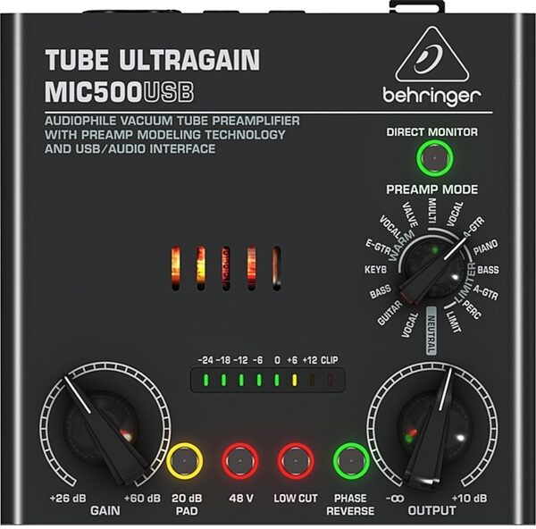 Behringer MIC500USB Ultragain Tube Preamp and USB Audio Interface, Main