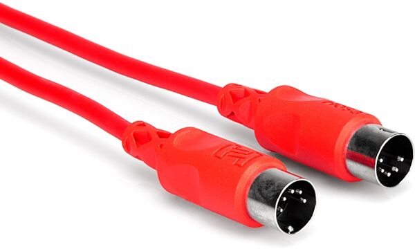 Hosa Standard MIDI Cable (Red) with 5-Pin DIN, 3 Feet, Main