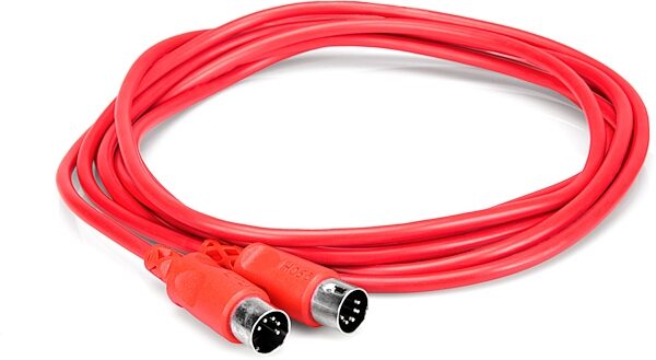 Hosa Standard MIDI Cable (Red) with 5-Pin DIN, 3 Feet, Detail Side