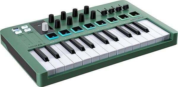 Arturia MiniLab 3 USB MIDI Keyboard Controller, Mint, Action Position Back