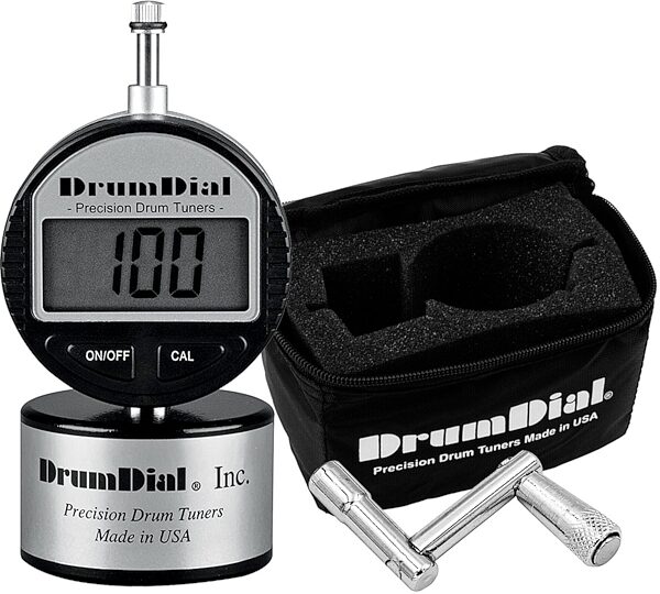 DrumDial Precision Drum Tuner, With Cardinal Percussion SK Deluxe Speed Key and Drum Dial Soft Carry Case, pack