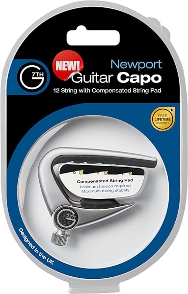 G7TH Newport 12-String Capo, Silver, Action Position Back