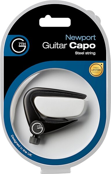 G7th Newport 6-String Guitar Capo, Black, Action Position Front