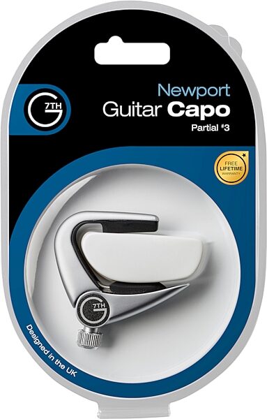 G7th Newport Partial Guitar Capo, Silver, Action Position Back