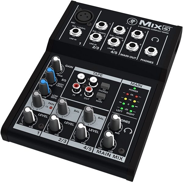 Mackie Mix5 Compact Mixer, 5-Channel, New, Left