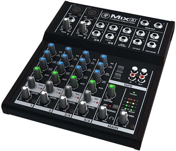 Mackie Mix8 Compact Mixer, 8-Channel, New, Left