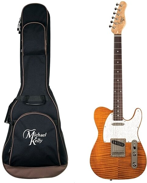 Michael Kelly Enlightened Classic '50s Electric Guitar, Pau Ferro Fingerboard, Amber Transparent, with Gig Bag, Main