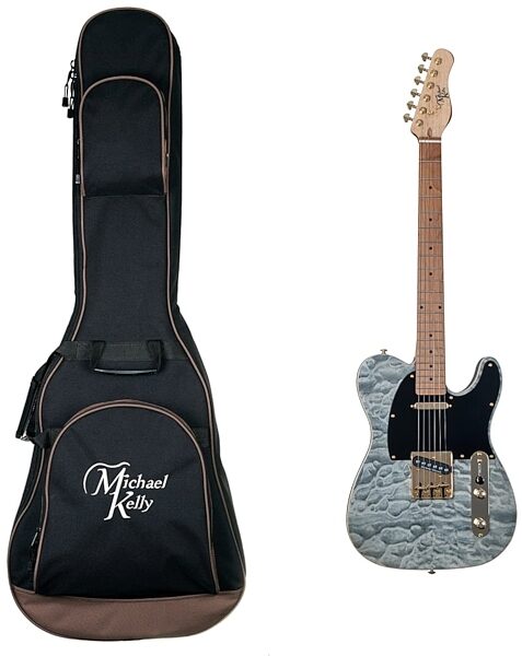 Michael Kelly Mod Shop '50s Quilt Maple/Korina Body Electric Guitar, Maple Fingerboard, Black Wash, with Gig Bag, Main