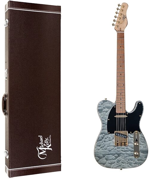 Michael Kelly Mod Shop '50s Quilt Maple/Korina Body Electric Guitar, Maple Fingerboard, Black Wash, with Hard Case, Main