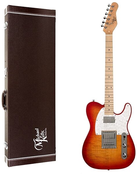Michael Kelly '53 DB Flame Maple Electric Guitar, Maple Fingerboard, Cherry Sunburst, with Hard Case, Main