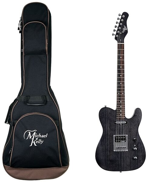 Michael Kelly '54 Open Pore Electric Guitar, Ebony Fingerboard, Black, with Gig Bag, Main