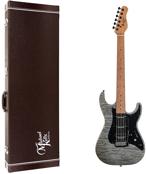 Michael Kelly Modshop '67 Electric Guitar, Maple Fingerboard, Black Wash, with Hard Case, Main